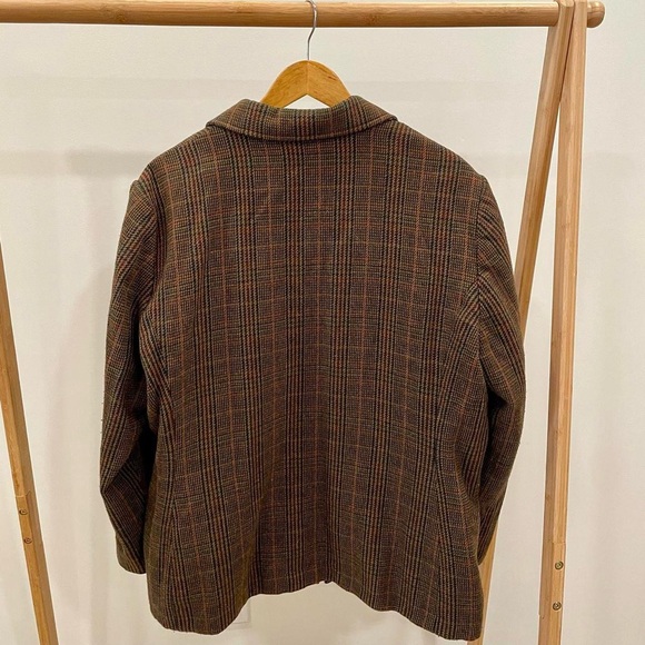 Vintage Plaid Zip Up Collared Coat Chore Jacket in Brown - Picture 6 of 6